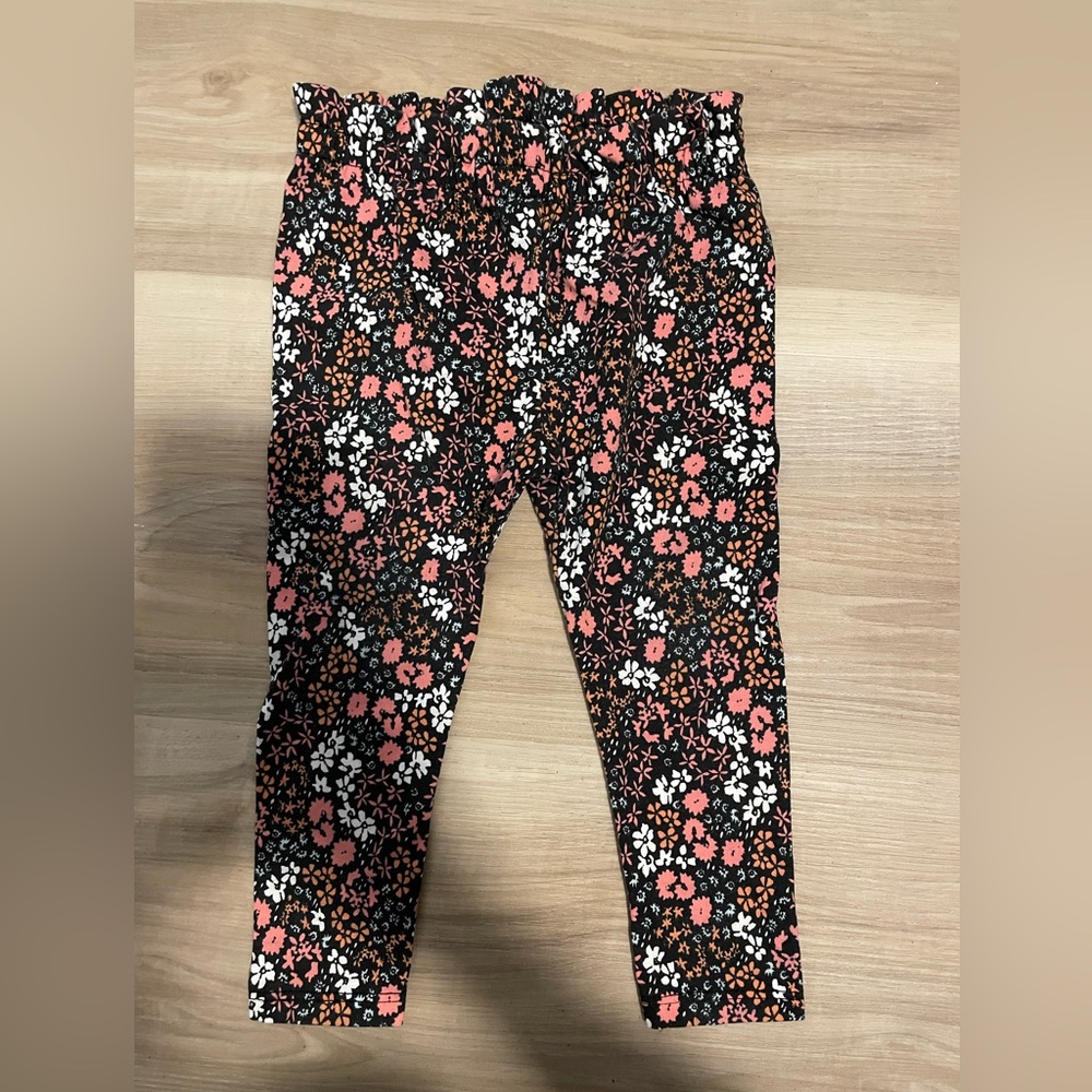 Cat & Jack Floral Leggings - Black, Pink, White